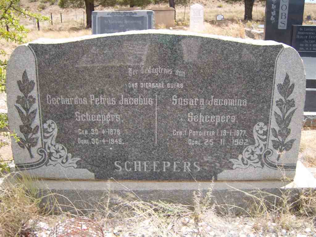 SCHEEPERS Gerhardus Petrus Johannes 1876-1945 &amp; Susara Jacomina POTGIETER 1877-1962