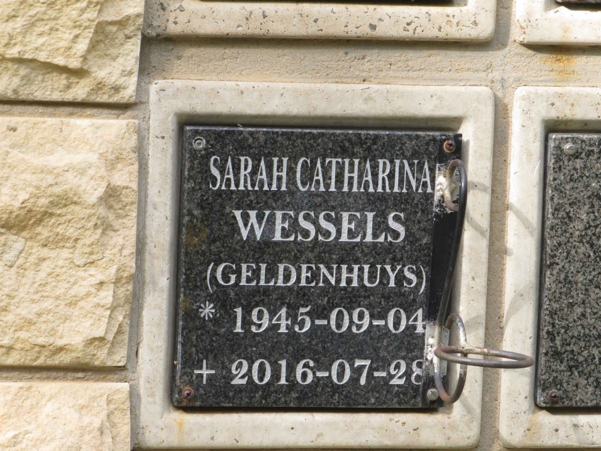 WESSELS Sarah Catharina nee GELDENHUYS 1945-2016