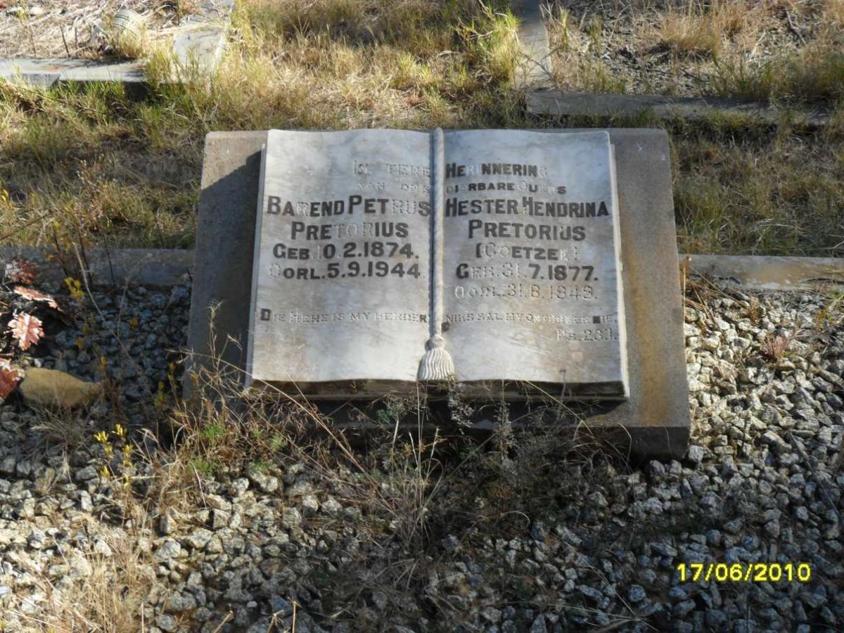 PRETORIUS Barend Petrus 1874-1944 &amp; Hester Hendrina COETZEE 1877-1949