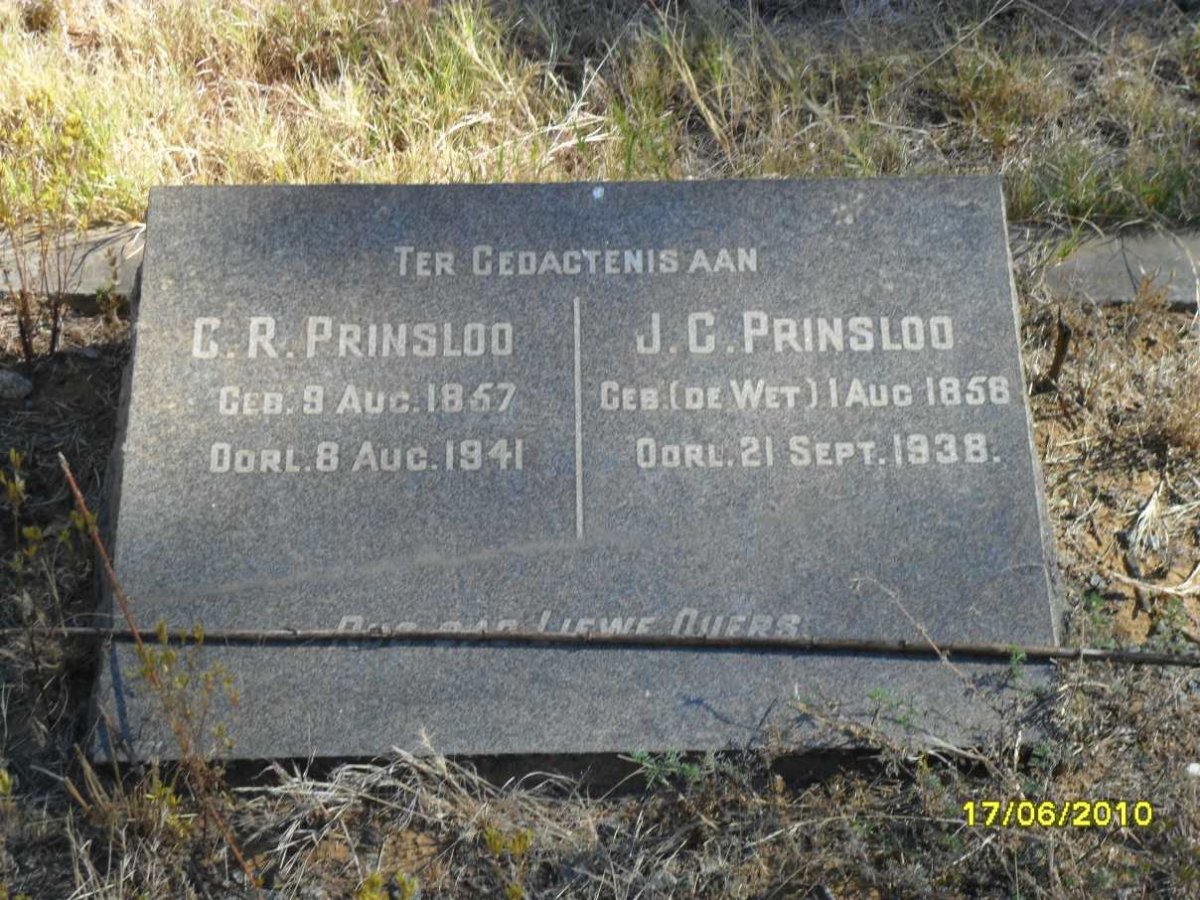 PRINSLOO C.R. 1857-1941 &amp; J.C. DE WET 1858-1938