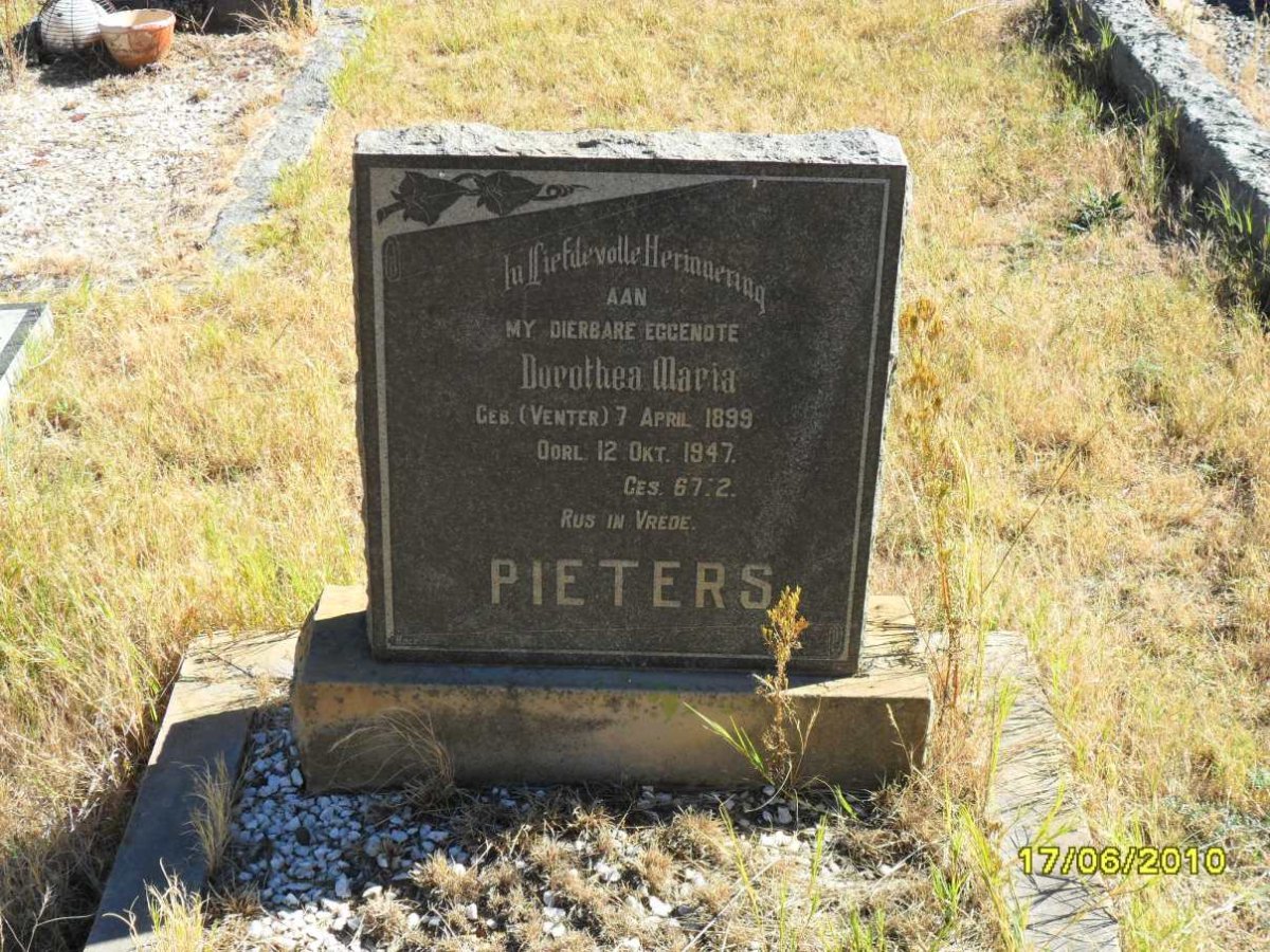 PIETERS Dorothea Maria nee VENTER 1899-1947