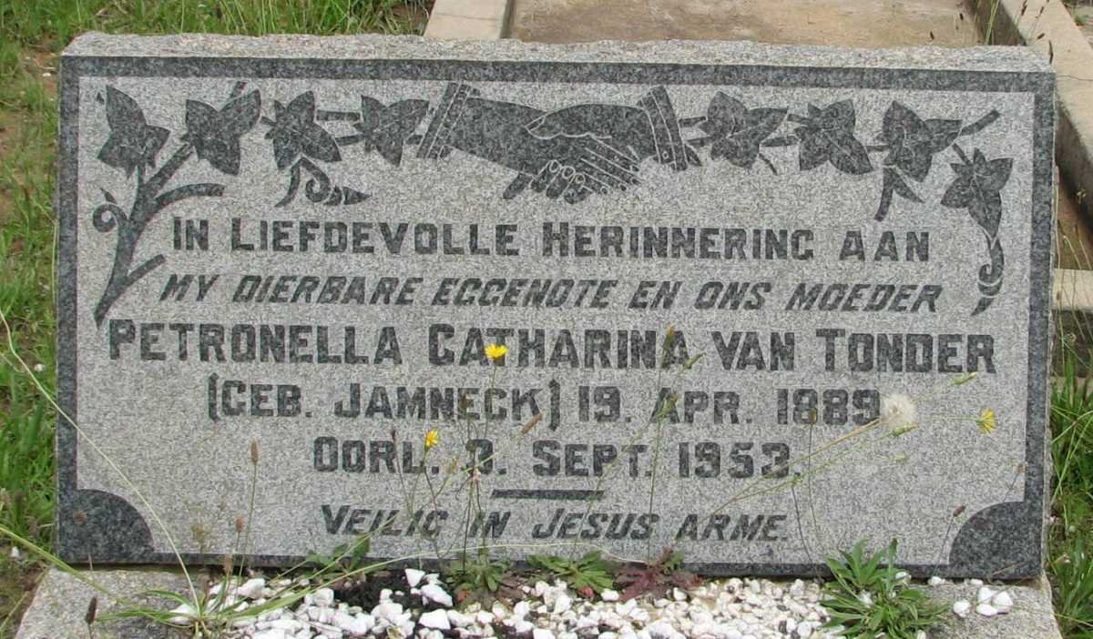 TONDER Petronella Catharina, van nee JAMNECK 1889-1953