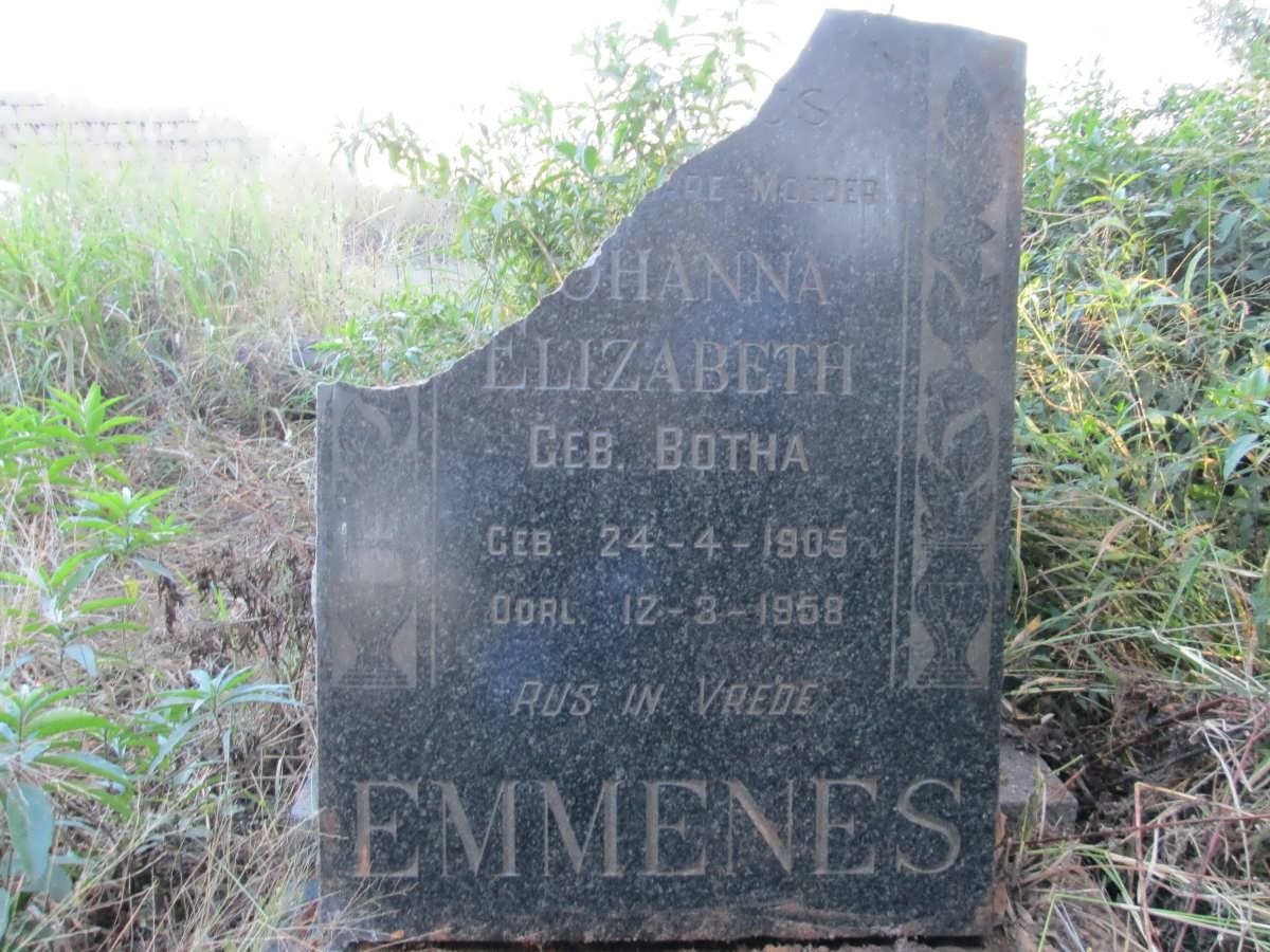 EMMENES Johanna Elizabeth nee BOTHA 1905-1958