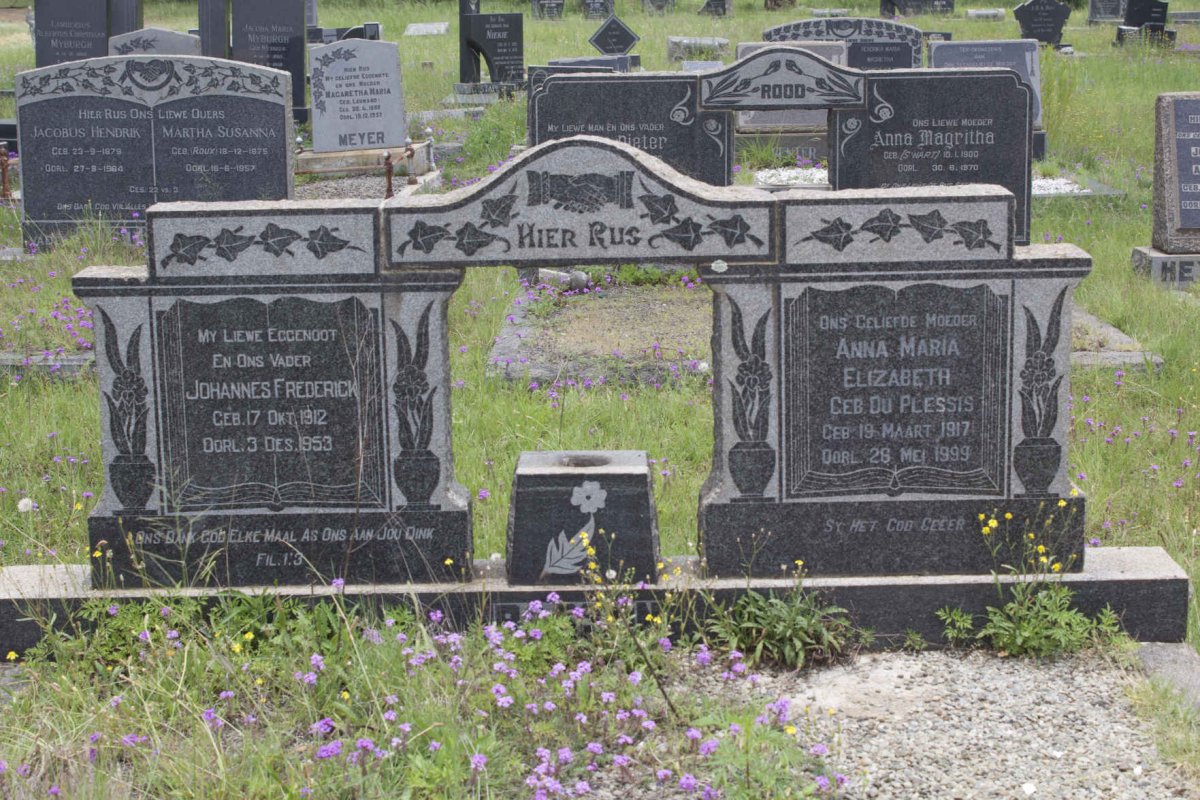 ? Johannes Frederick 1912-1953 & Anna Maria Elizabeth DU PLESSIS 1917-1999
