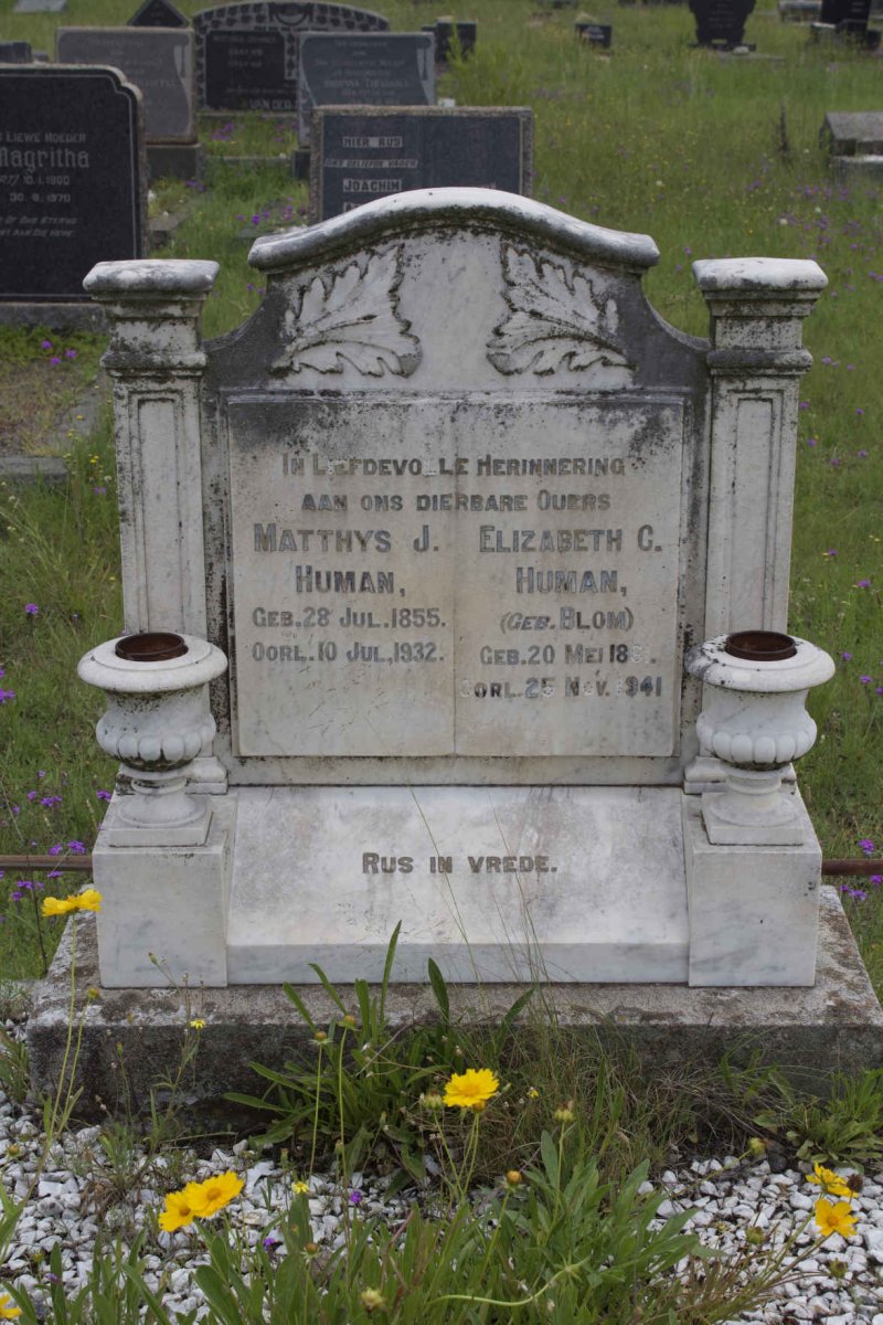 HUMAN Matthys J. 1855-1932 & Elizabeth C. BLOM 1861-1941