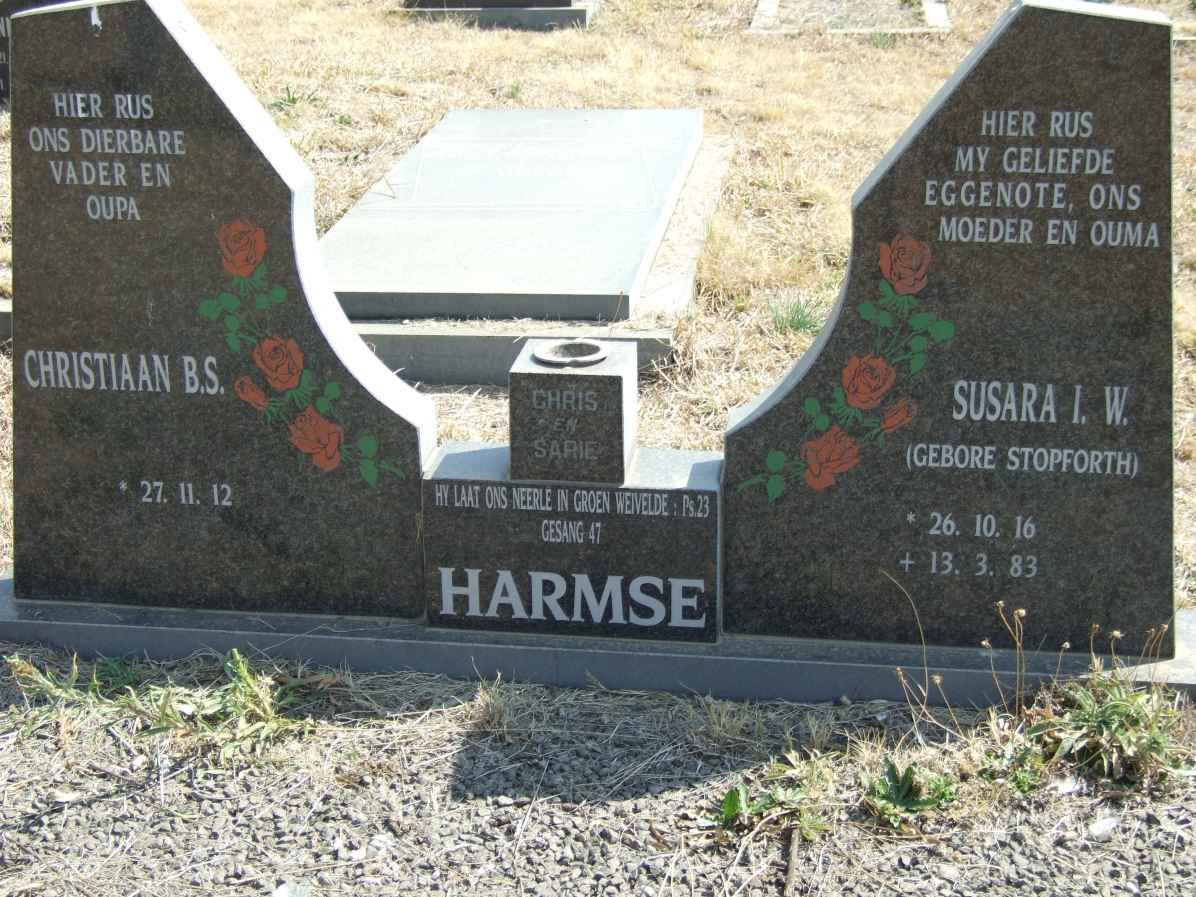 HARMSE Christiaan B.S. 1912- &amp; Susanna I.W. STOPFORTH 1916-1983