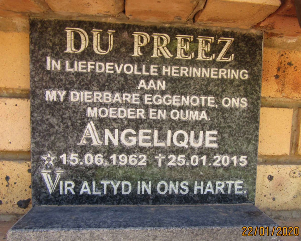 PREEZ Angelique, du 1962-2015