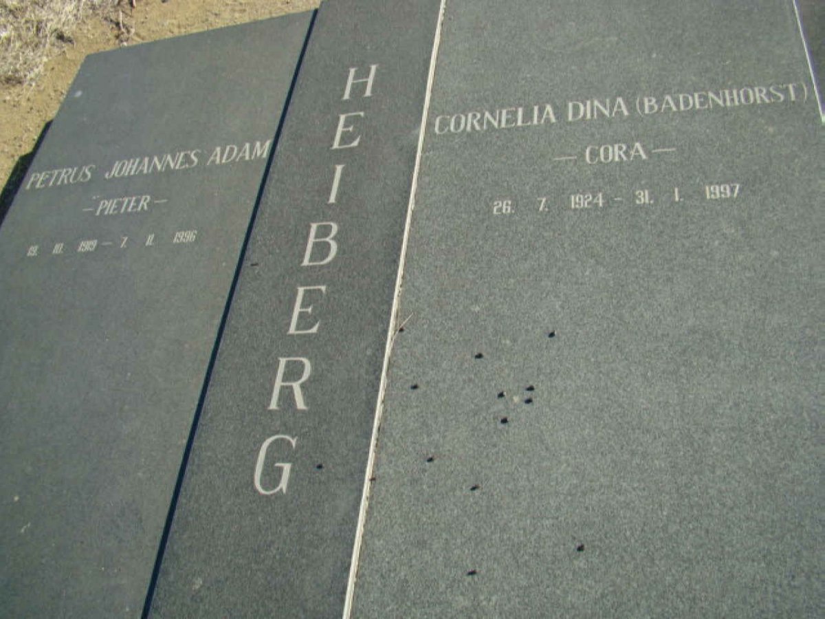 HEIBERG Petrus Johannes Adam  &amp; Cornelia Dina BADENHORST 1924-1997