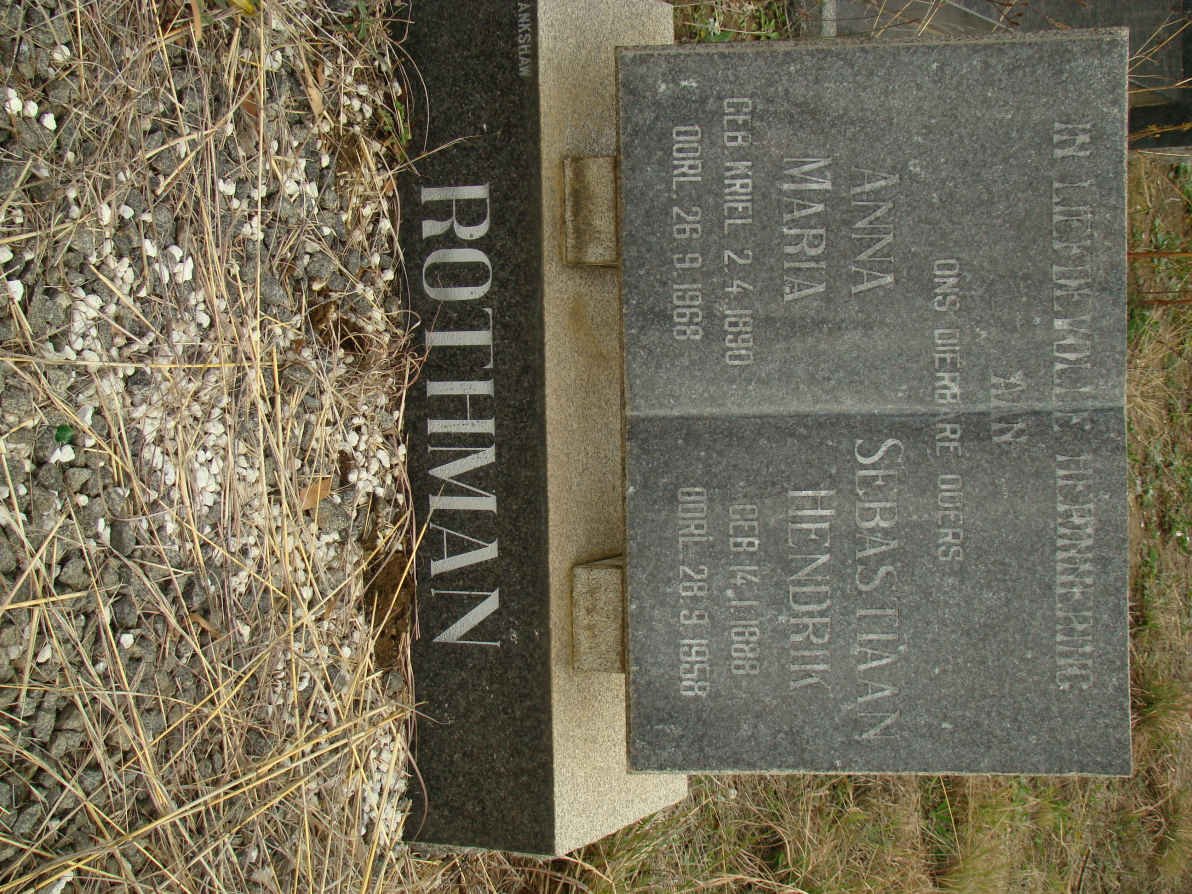 ROTHMAN Sebastiaan Hendrik 1888-1958 &amp; Anna Maria KRIEL 1890-1968