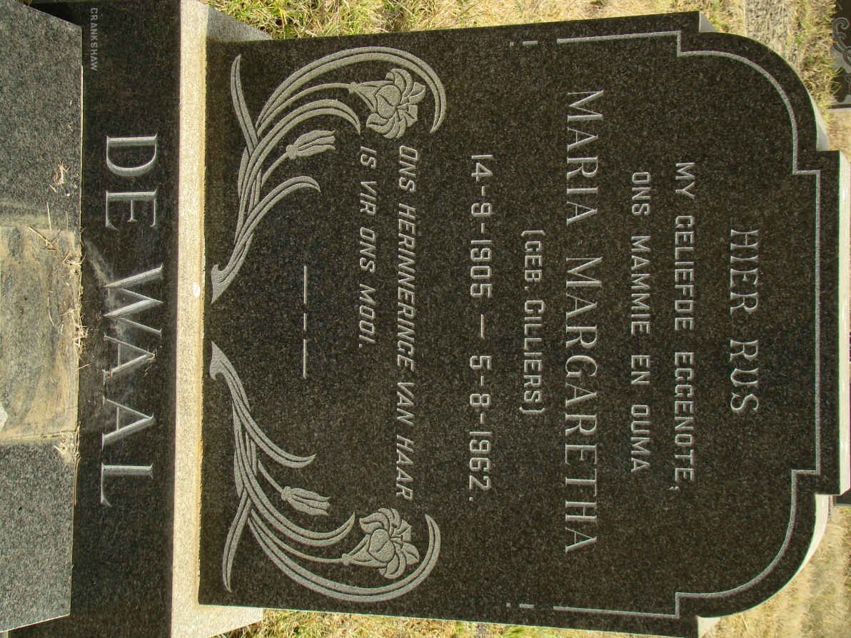 WAAL Maria Magaretha, de nee CILLIERS 1905-1962