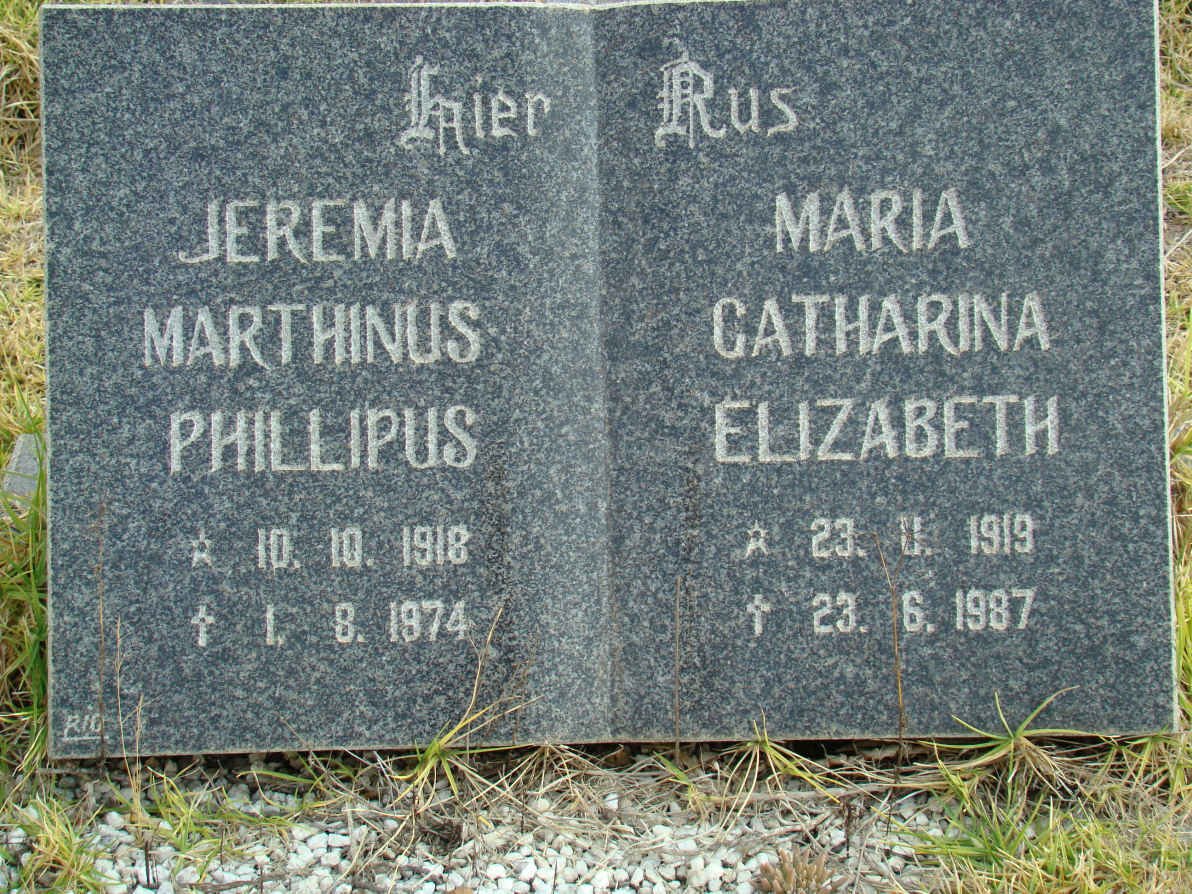 ? Jeremia Marthinus Phillipus 1918-1974 &amp; Maria Catharina Elizabeth 1919-1987