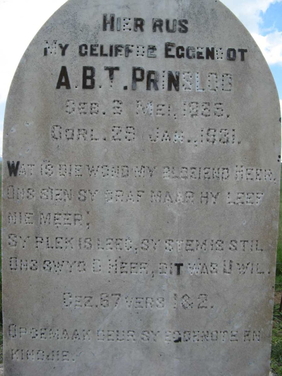 PRINSLOO A.B.T. 18?5-1931