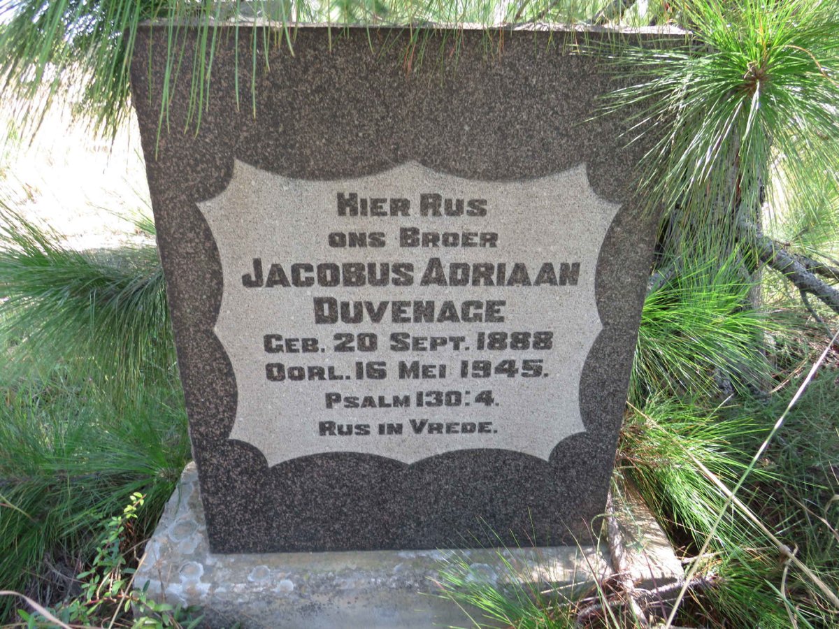 DUVENAGE Jacobus Adriaan 1888-1945