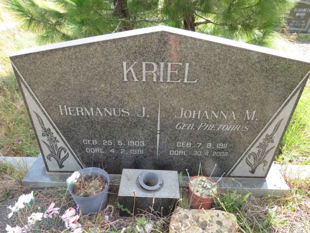 KRIEL Hermanus J. 1903-1981 & Johanna M. PRETORIUS 1911-2008