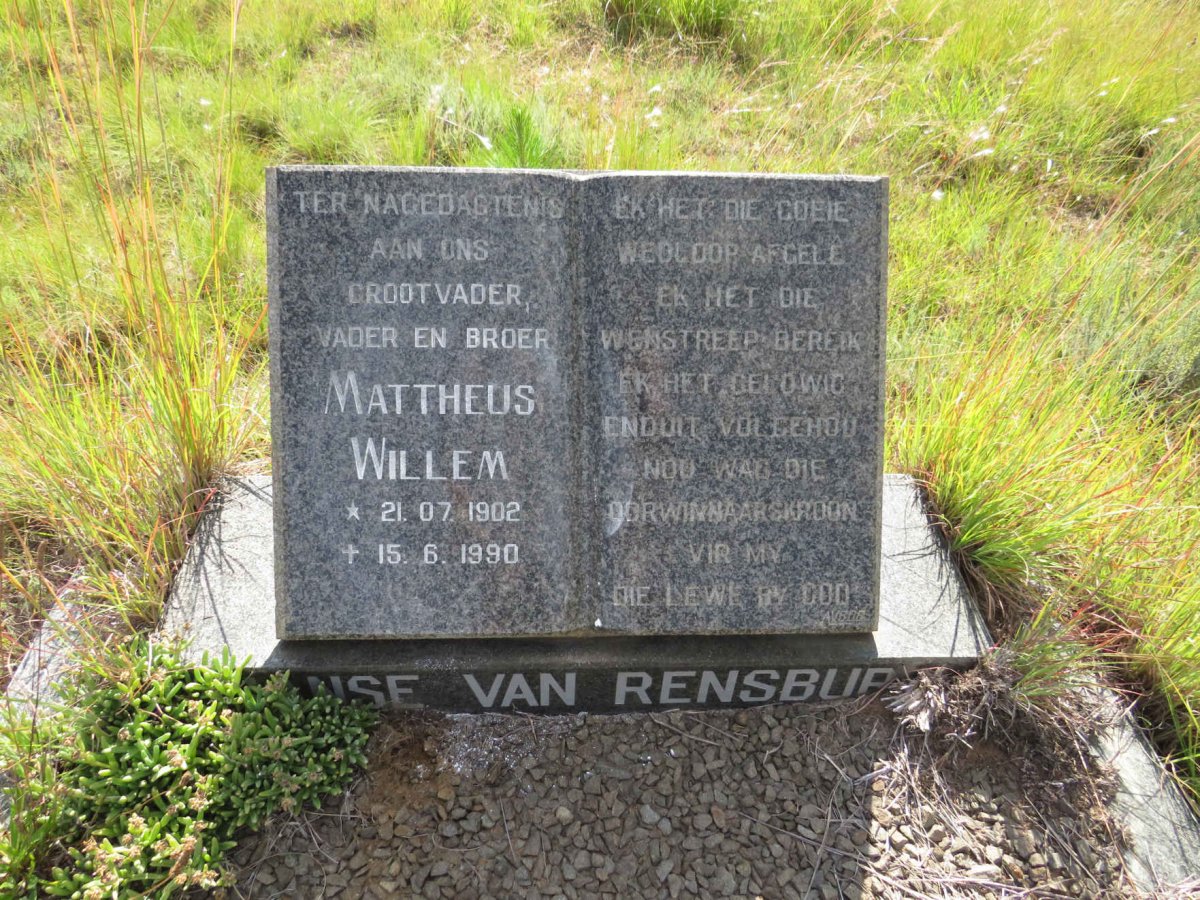 RENSBURG Mattheus Willem, Janse van 1902-1990
