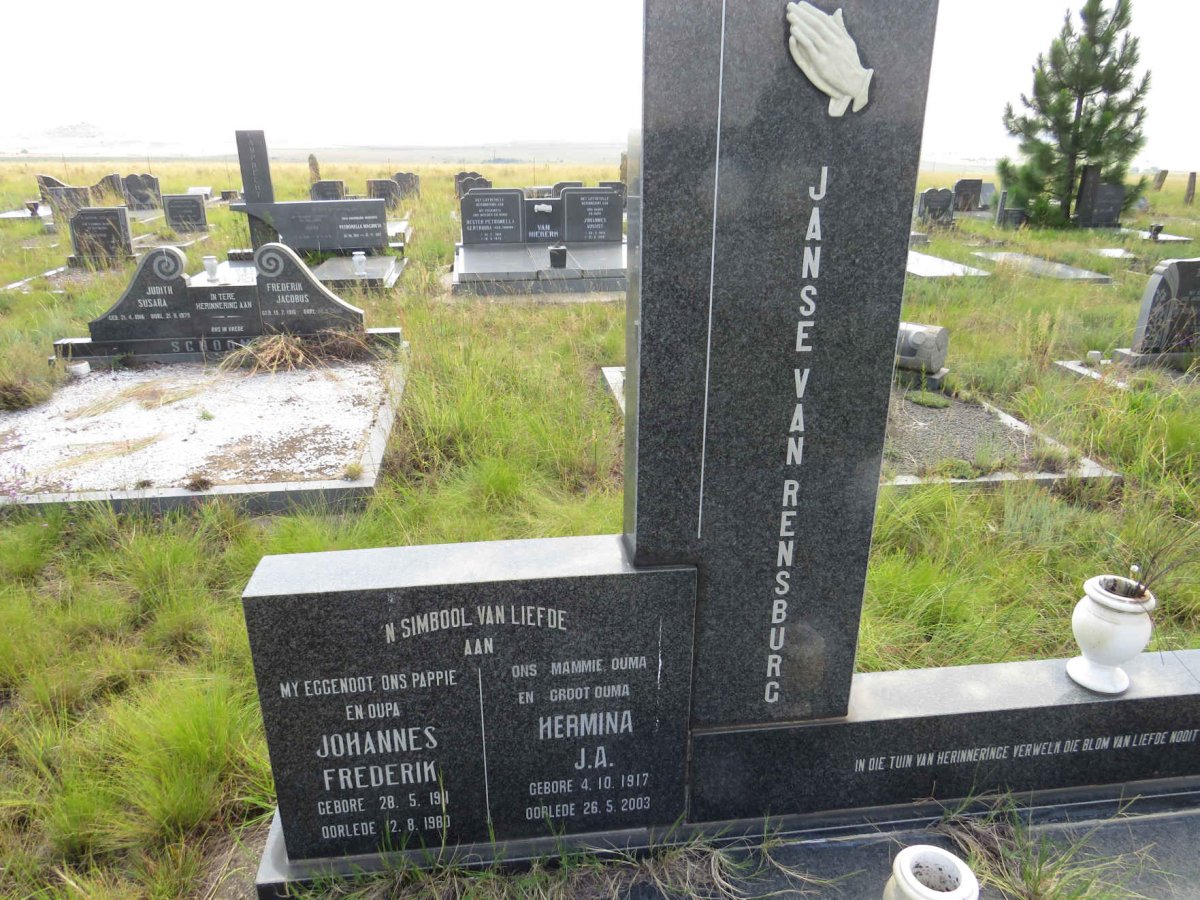 RENSBURG Johannes Frederik, Janse van 1911-1980 & Hermina J.A. 1917-2003 