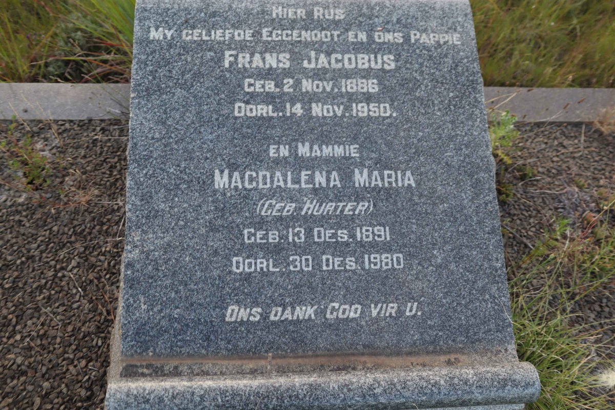 TERBLANCHE Frans Jacobus 1886-1950 & Magdalena Maria HURTER 1891-1980 _2