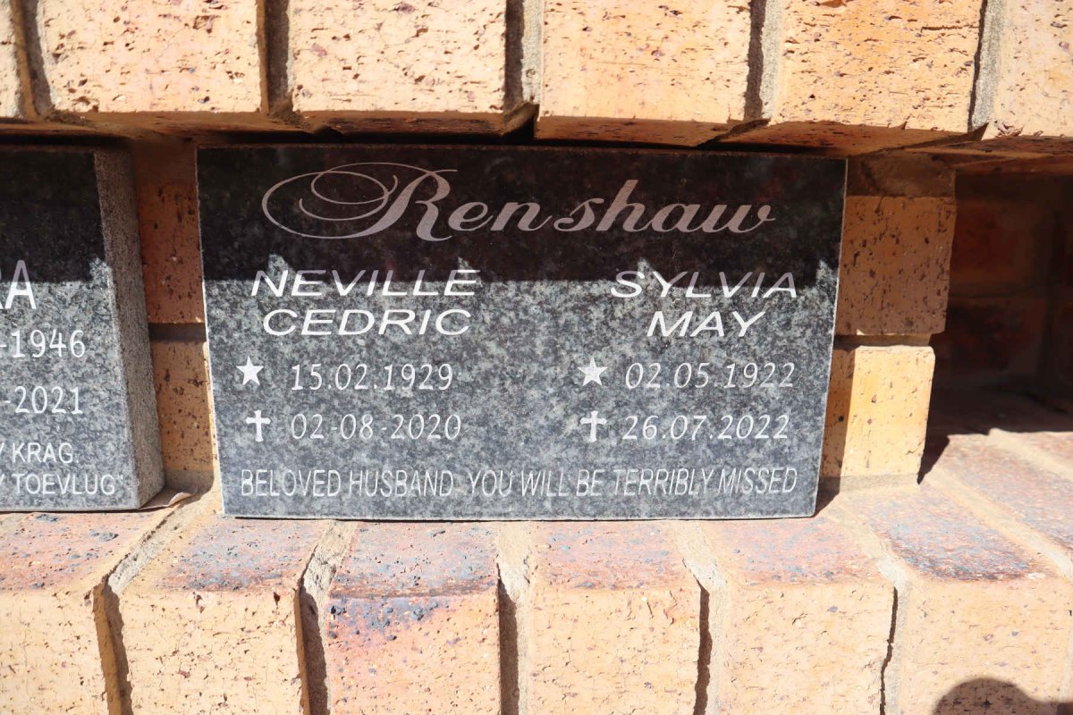 RENSHAW Neville Cedric 1929-2020 & Sylvia May 1922-2022