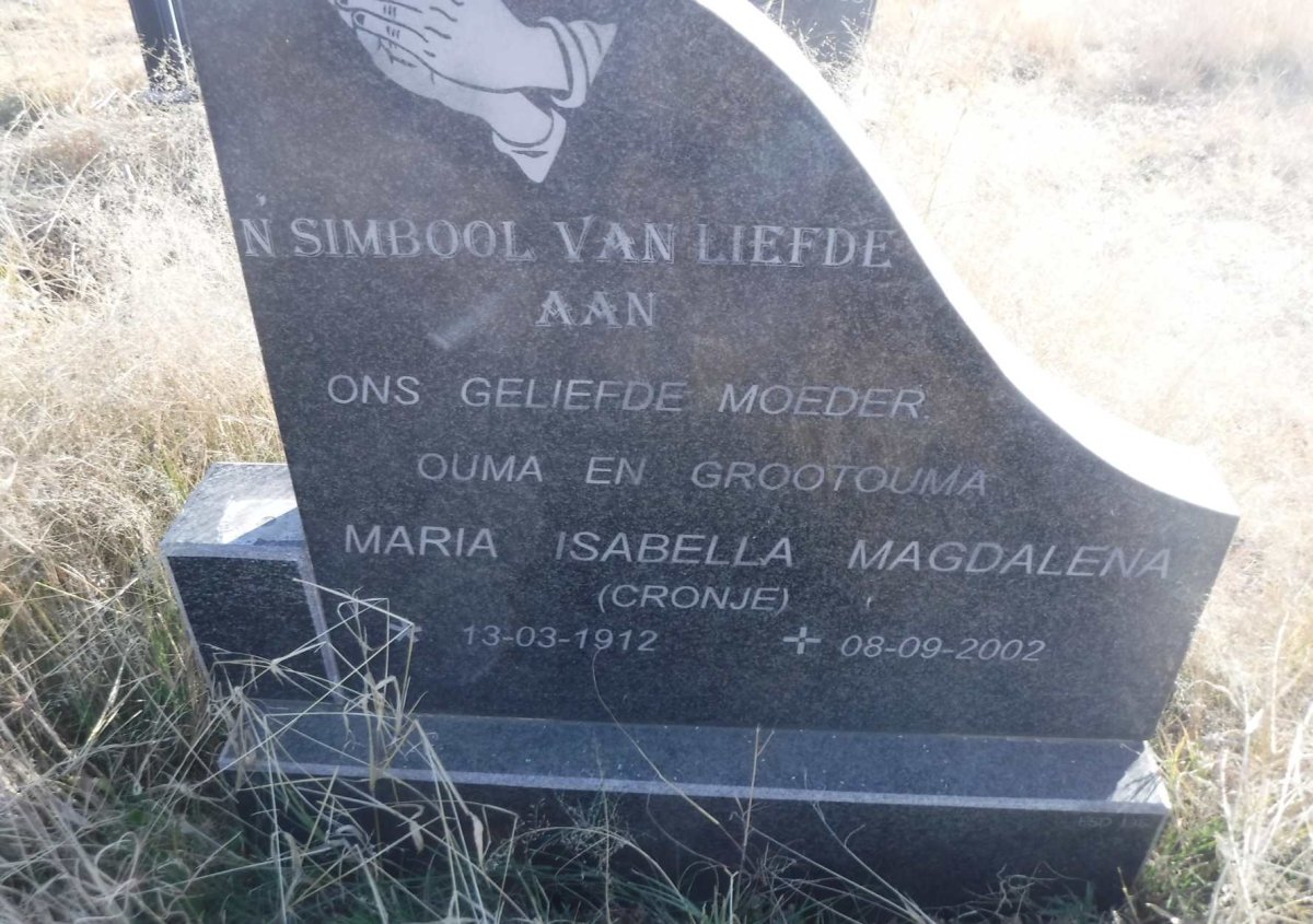 ? Maria Isabella Magdalena nee CRONJE 1912-2002
