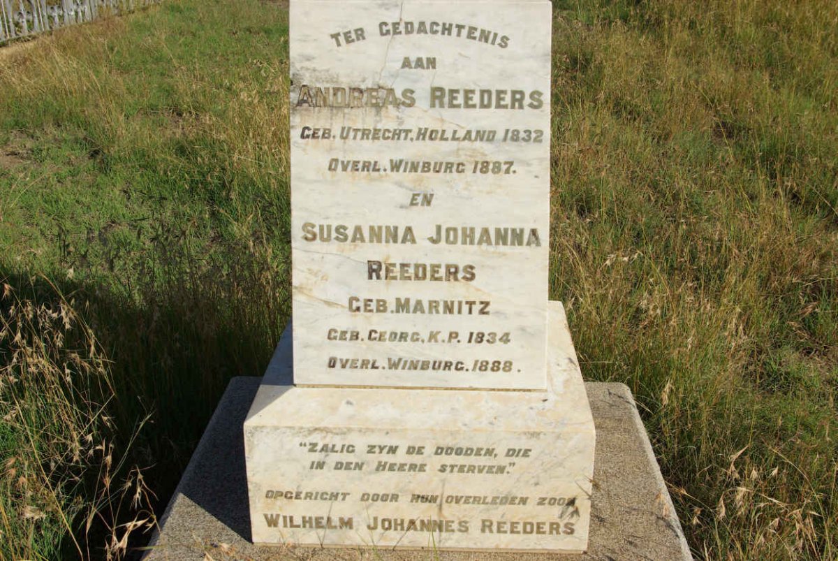 REEDERS Andreas 1832-1887 &amp; Susanna Johanna MARNITZ 1934-1888