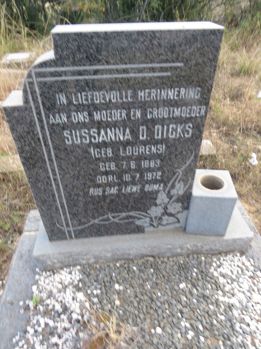 DICKS Sussanna D. nee LOURENS 1889-1972