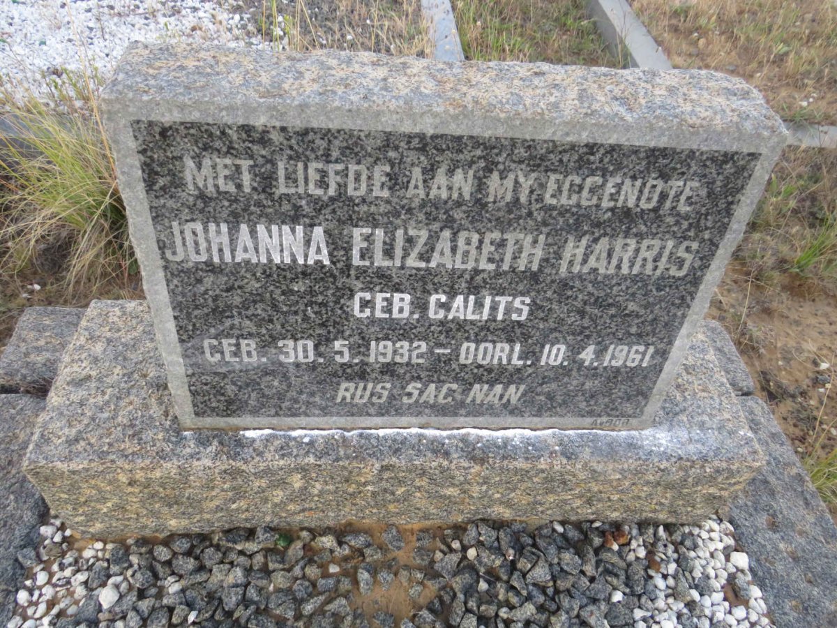 HARRIS Johanna Elizabeth nee CALITS 1932-1961