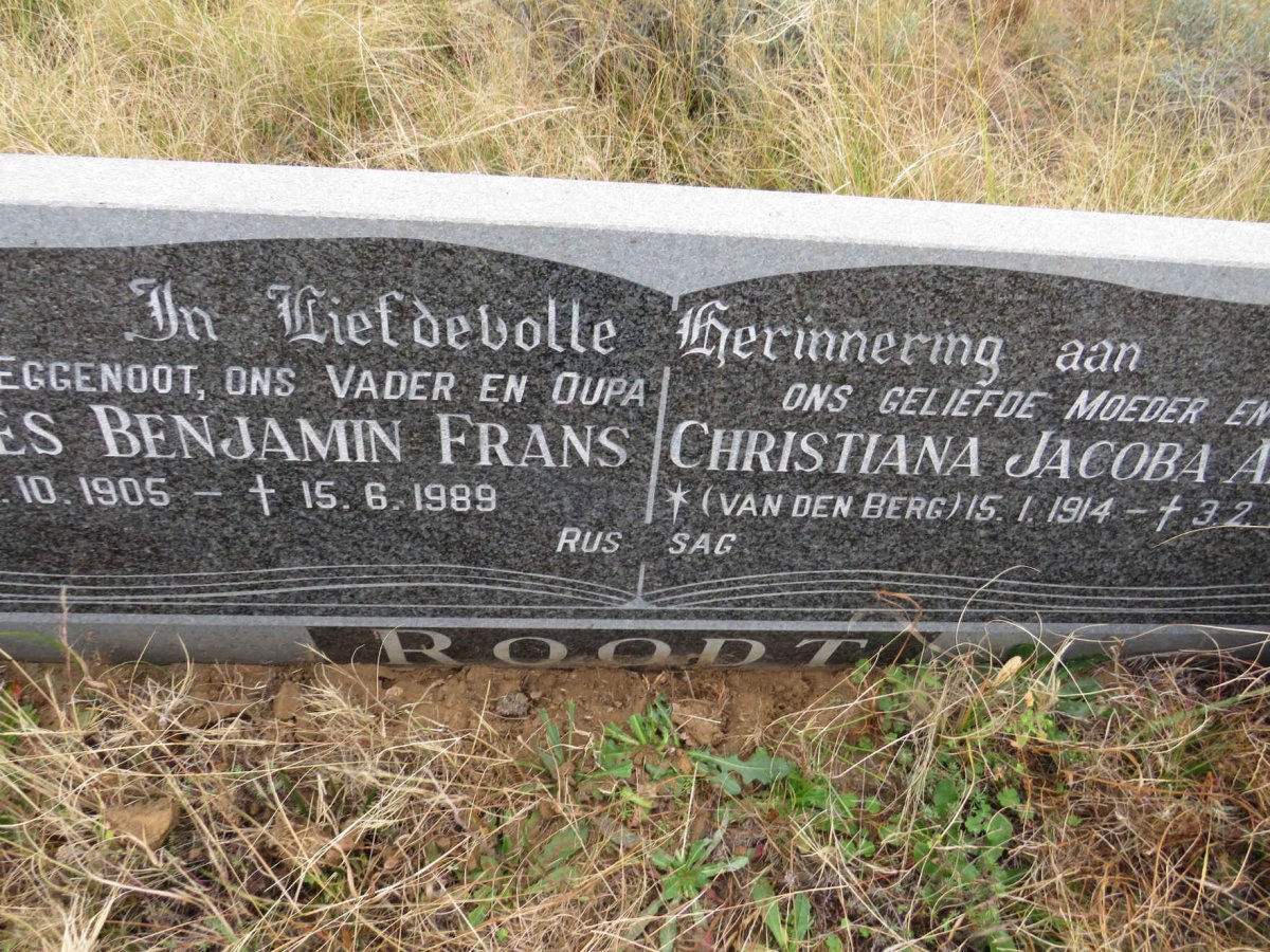 ROODT Johannes Benjamin Frans 1905-1989 & Christina Jacoba Adriana VAN DEN BERG 1914-1999_1