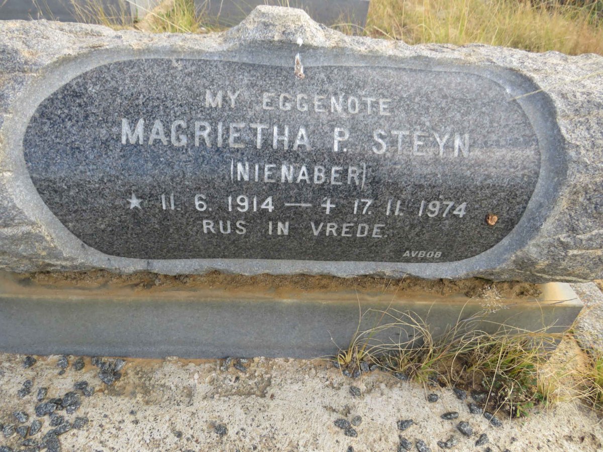 STEYN Magrietha P. nee NIENABER 1914-1974