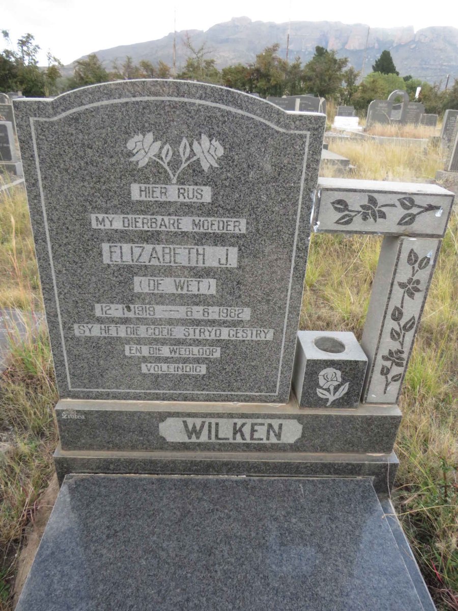 WILKEN Elizabeth J. nee DE WET 1919-1982