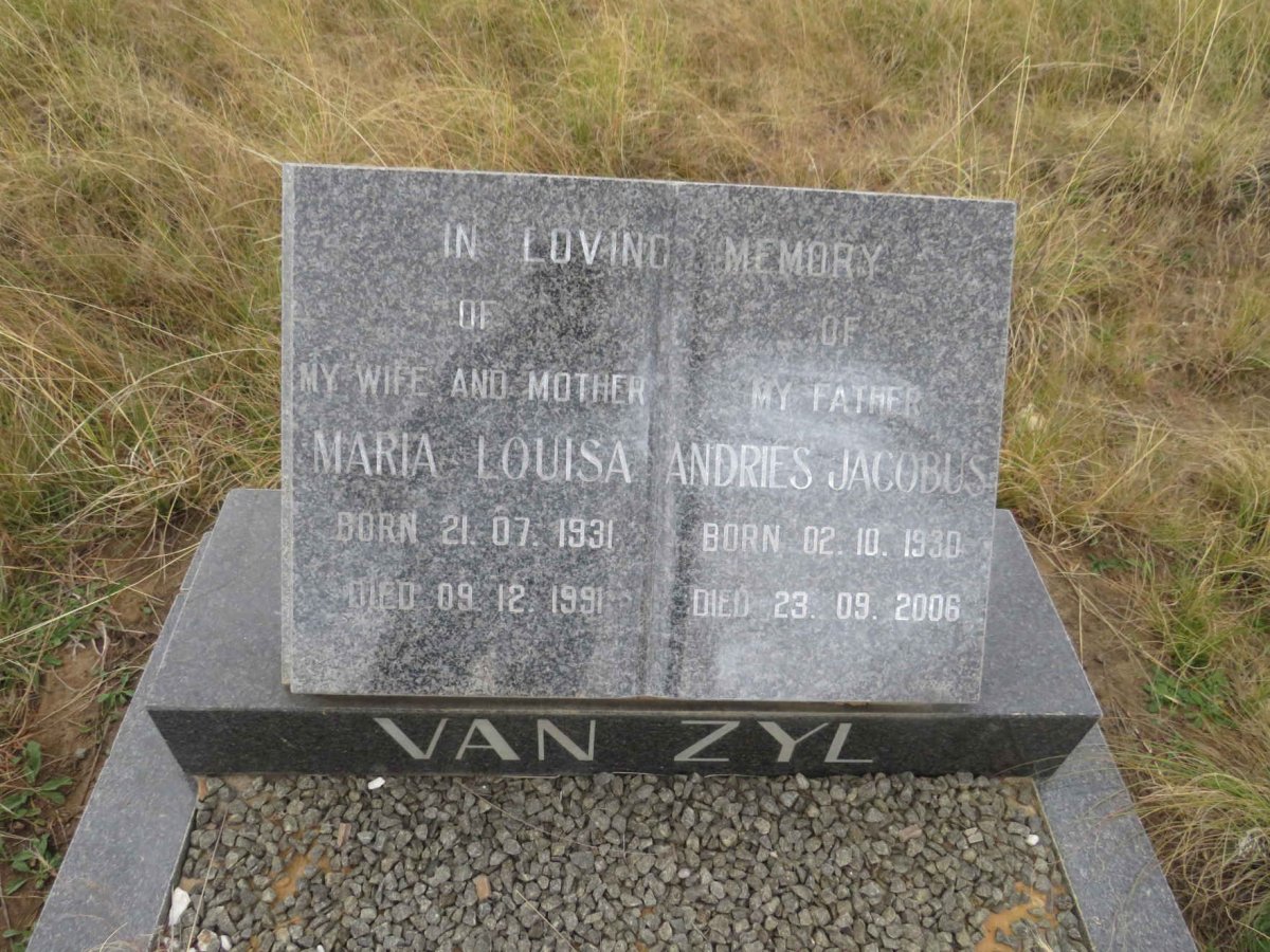 ZYL Andries Jacobus 1930-2006 & Maria Louisa 1931-1991
