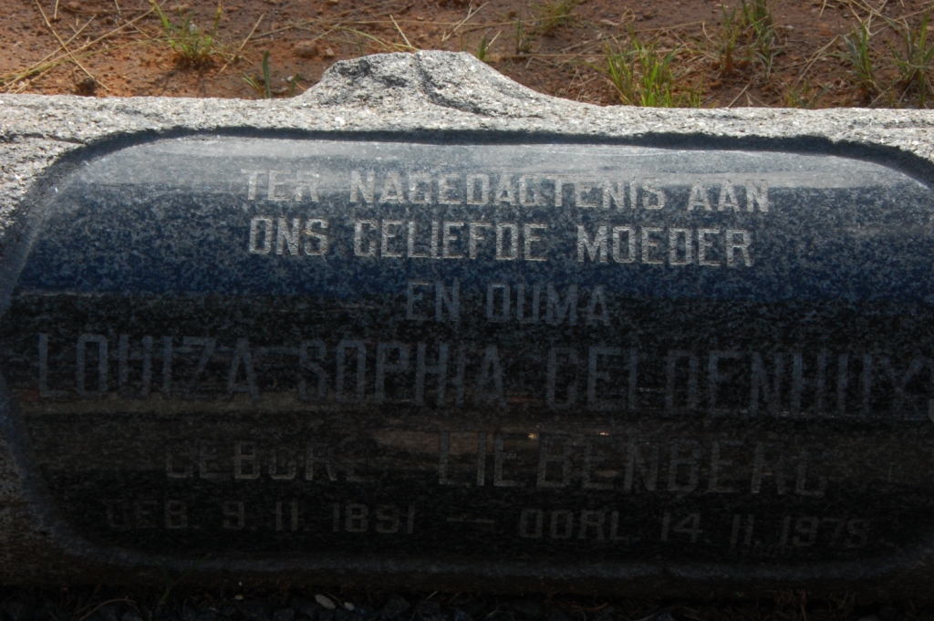 GELDENHUYS Louiza Sophia nee LIEBENBERG 1891-1979