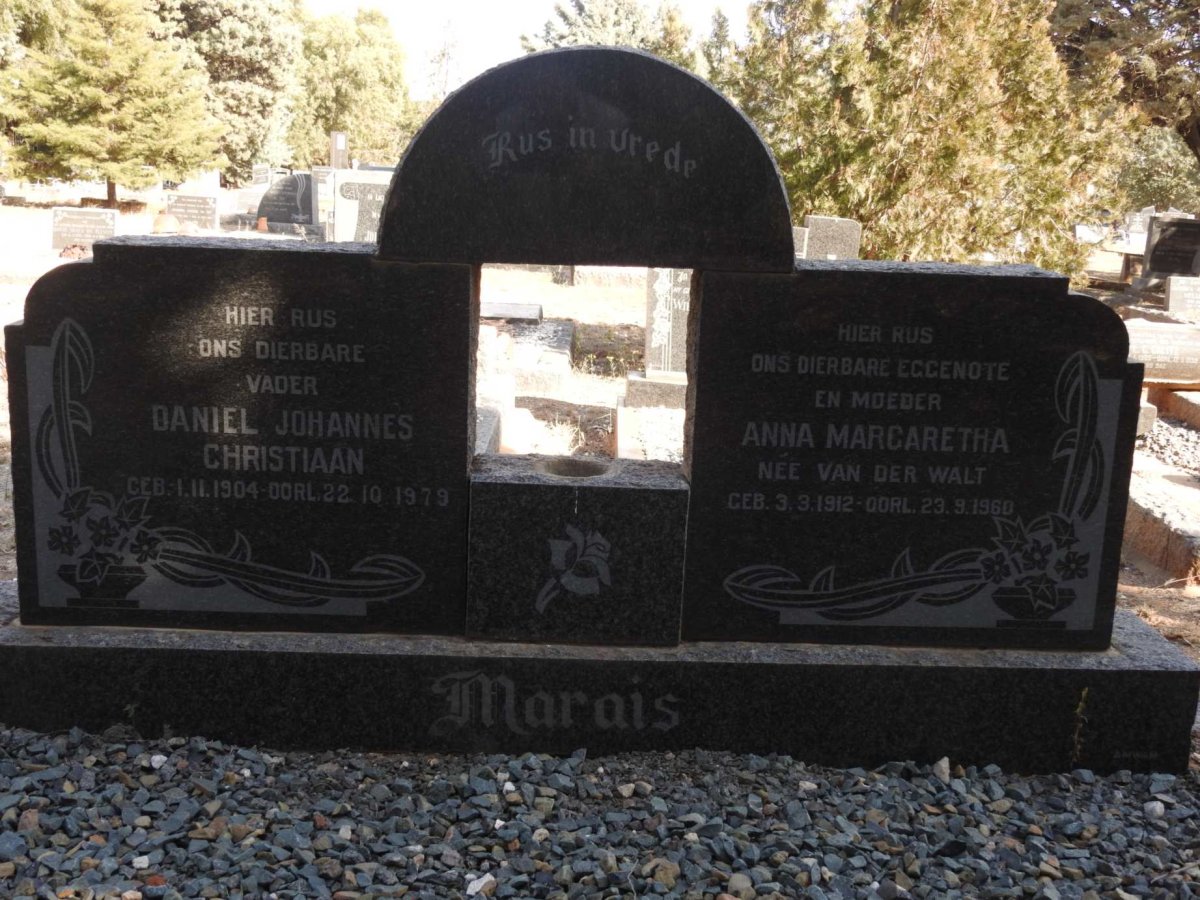 MARAIS Daniel Johannes Christiaan 1904-1979 &amp; Anna Margaretha VAN DER WALT 1912-1960