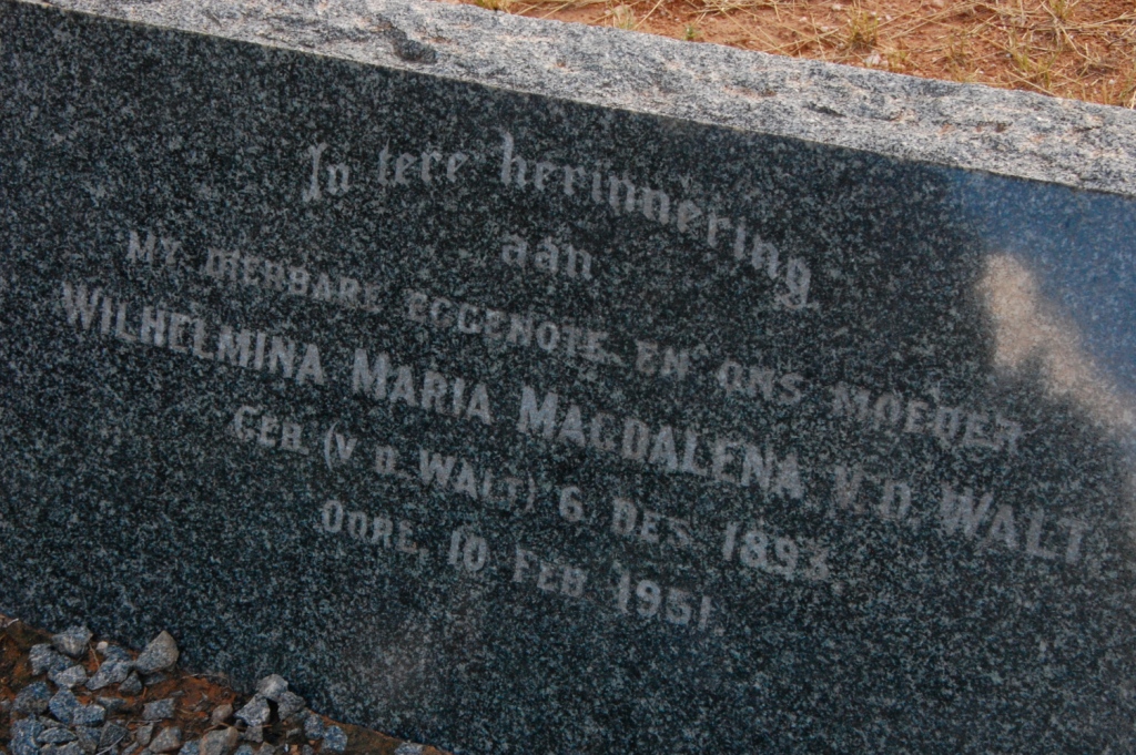 WALT Wilhelmina Maria Magdalena, v.d nee V.D. WALT 1893-1951