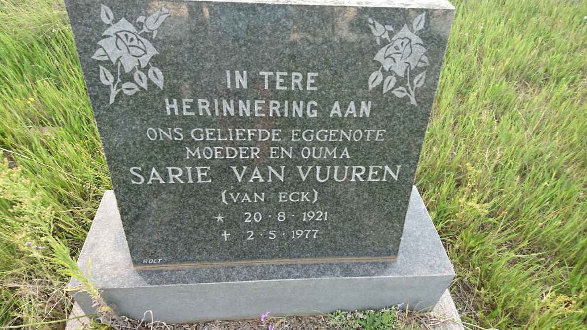 VUUREN Sarie, van nee VAN ECK 1921-1977