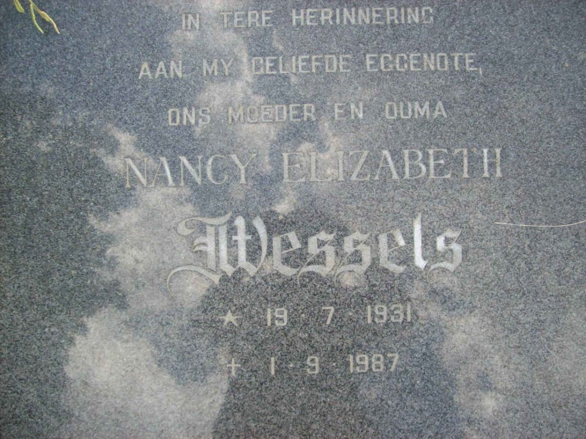 WESSELS Nancy Elizabeth 1931-1987