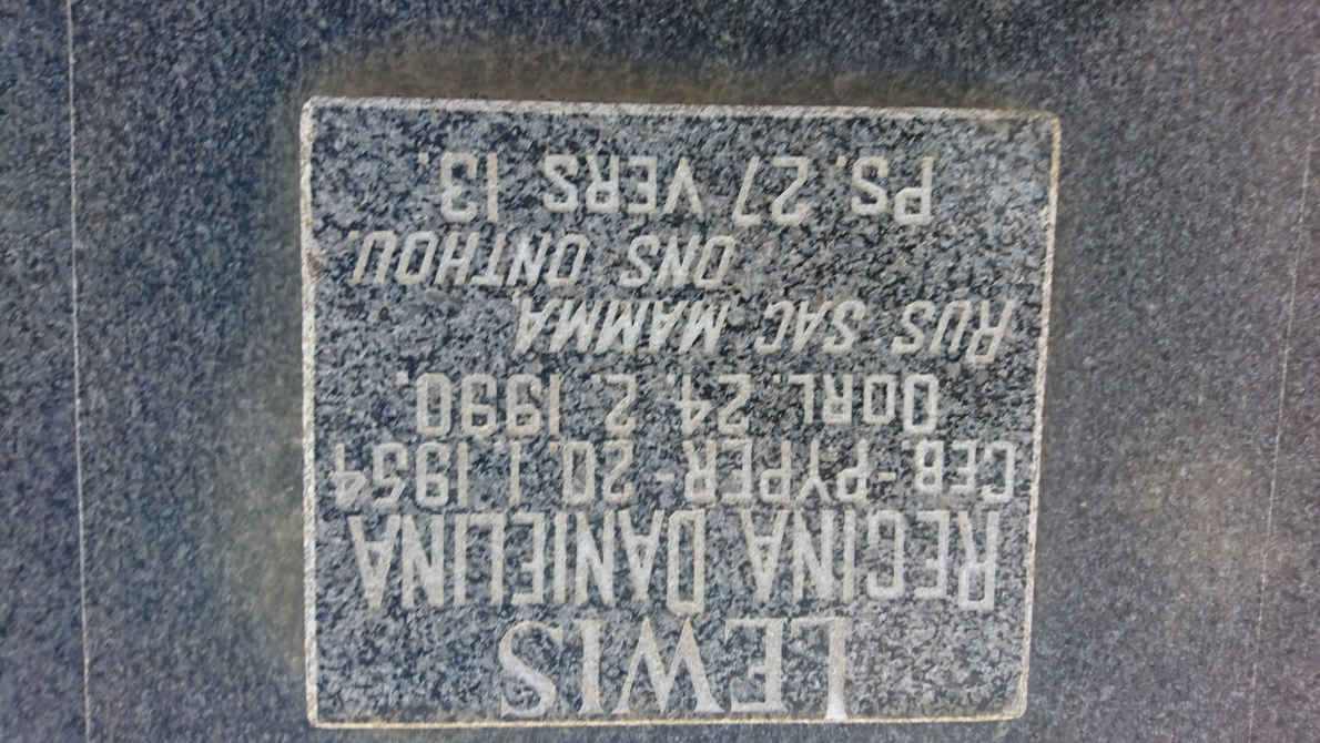 LEWIS Regina Danielina nee PYPER 1954-1990