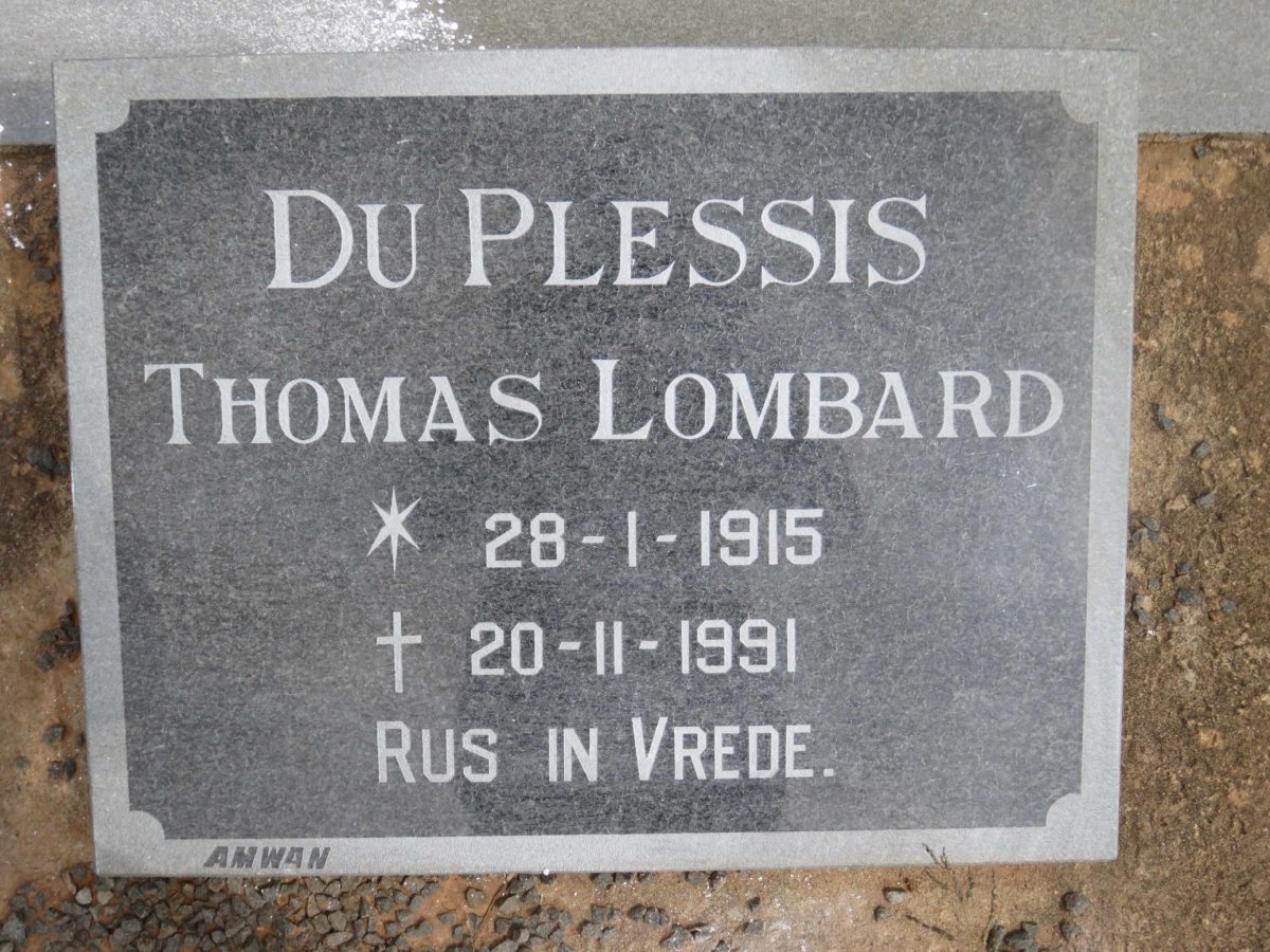PLESSIS Thomas Lombard, du 1915-1991