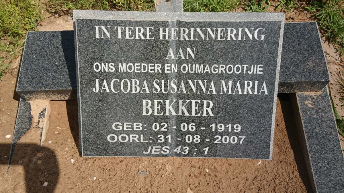 BEKKER Jacoba Susanna Maria 1919-2007